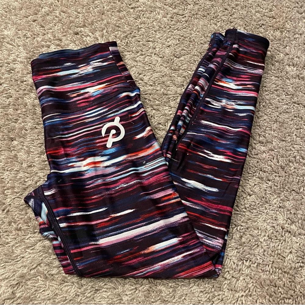 Peloton striped leggings purple and pink small inseam 24”